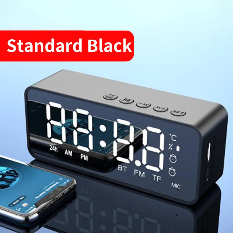 G50 Mini Bluetooth Speaker | Mirror LED Alarm Clock & FM Radio