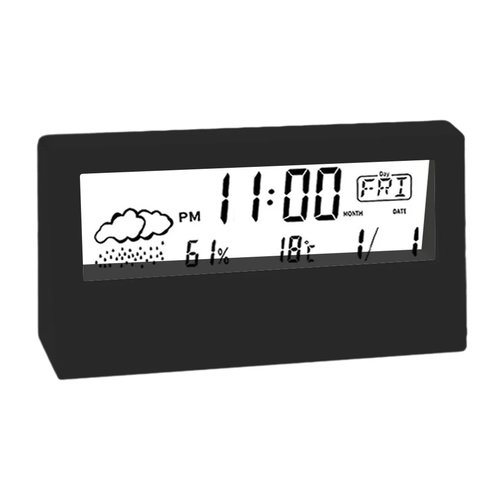 LED Desktop Alarm Clock with Thermo-Hygrometer and Weather Display