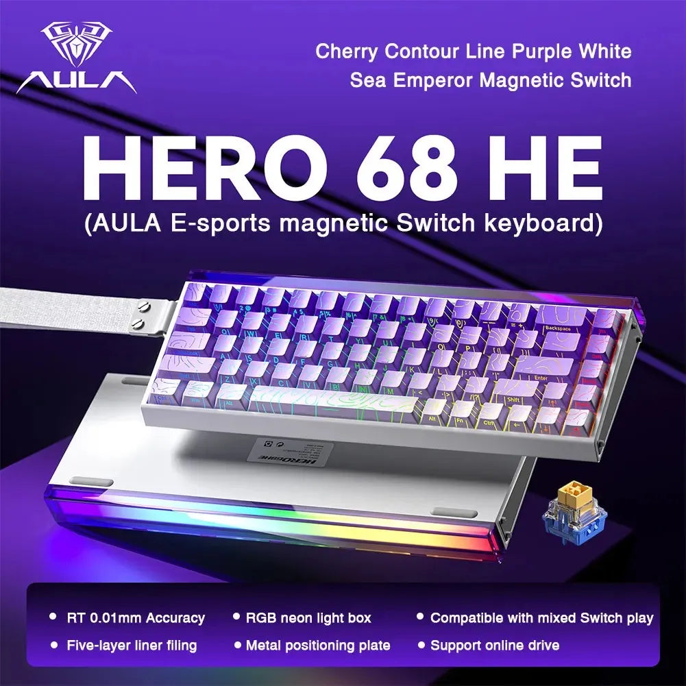 AULA HERO 68HE Customizable Mechanical Keyboard | RGB Backlit, Magnetic Switches