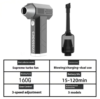 Compact 4-Speed Fan & Vacuum Cleaner, USB Rechargeable