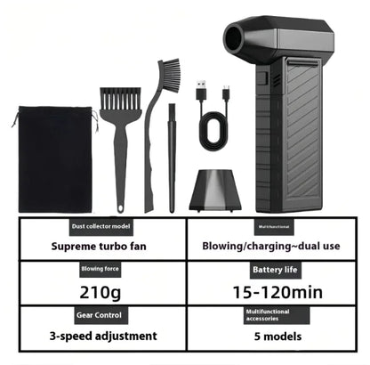 Compact 4-Speed Fan & Vacuum Cleaner, USB Rechargeable