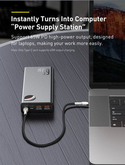 BASEUS 65W PD/QC 3.0 Power Bank | 20000mAh Portable External Laptop Charger