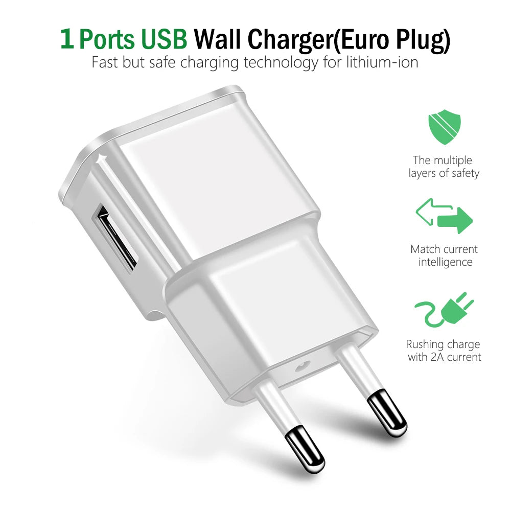 5V 2A USB Travel Charger Adapter and Cable Kit