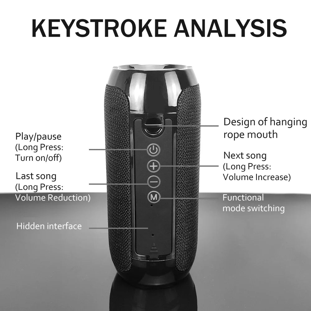 TG117 Portable Wireless Bluetooth Speaker | Waterproof Subwoofer with FM Radio