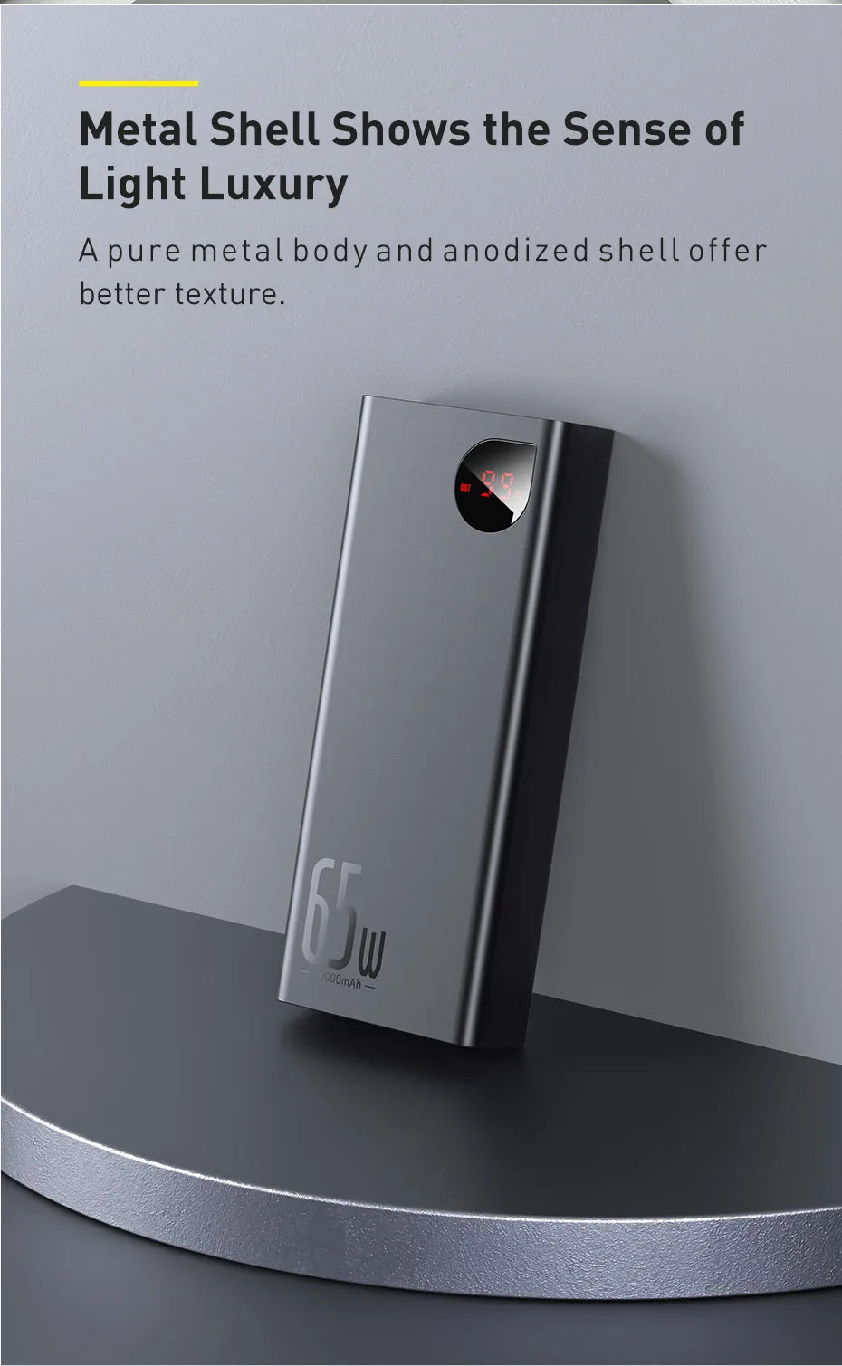 BASEUS 65W PD/QC 3.0 Power Bank | 20000mAh Portable External Laptop Charger