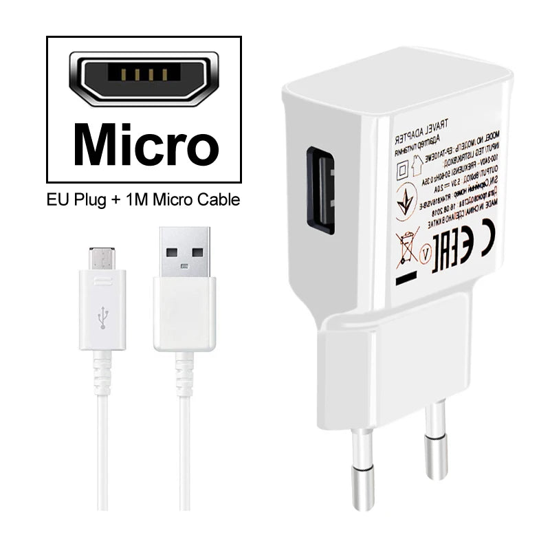 5V 2A USB Travel Charger Adapter and Cable Kit