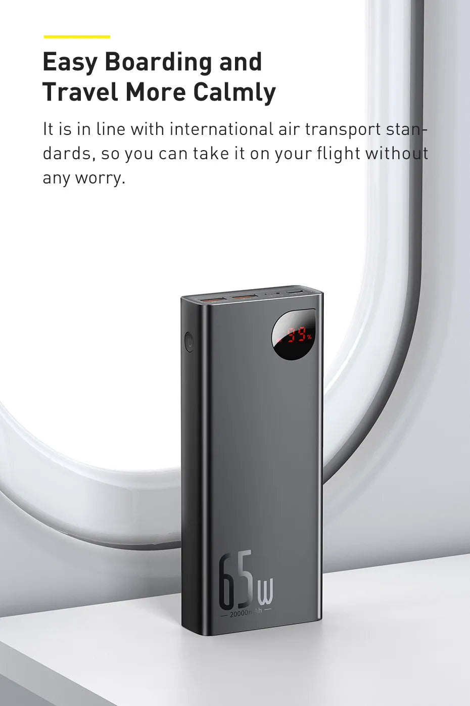 BASEUS 65W PD/QC 3.0 Power Bank | 20000mAh Portable External Laptop Charger