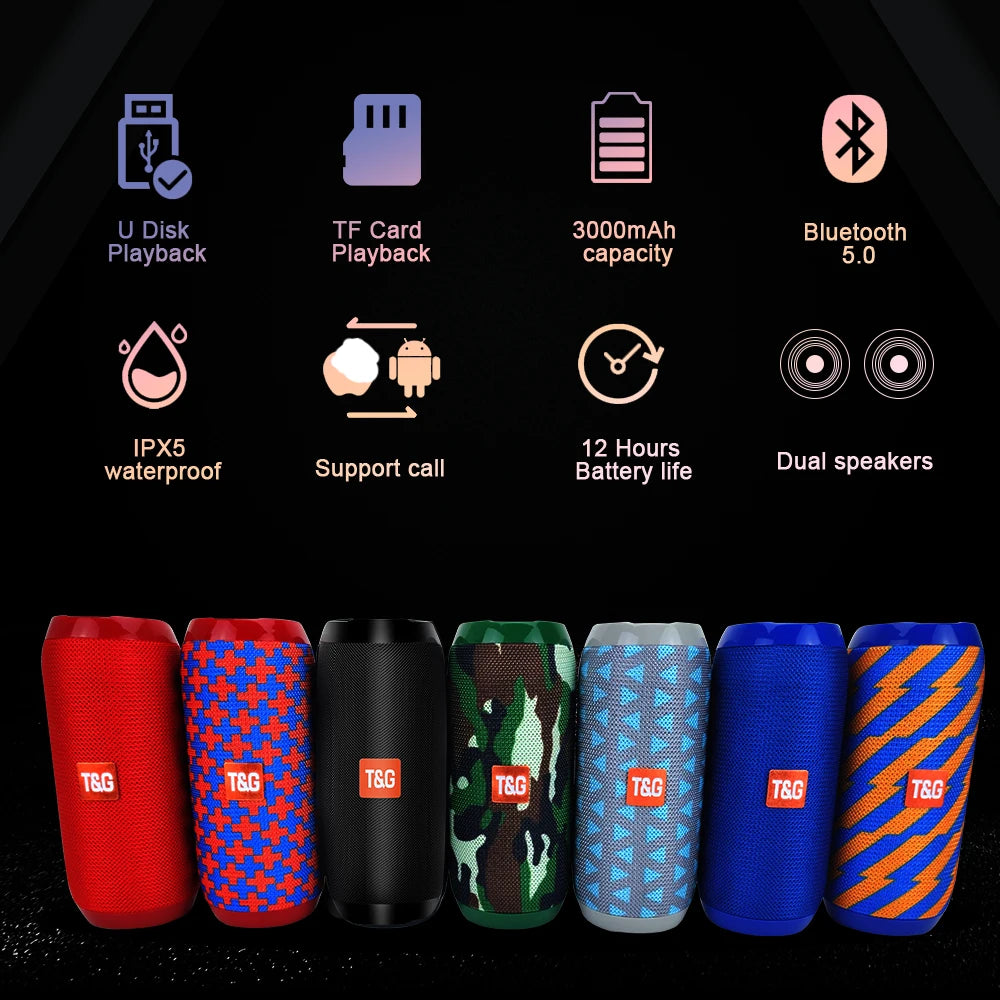 TG117 Portable Wireless Bluetooth Speaker | Waterproof Subwoofer with FM Radio