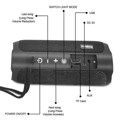 TG117 Portable Wireless Bluetooth Speaker | Waterproof Subwoofer with FM Radio