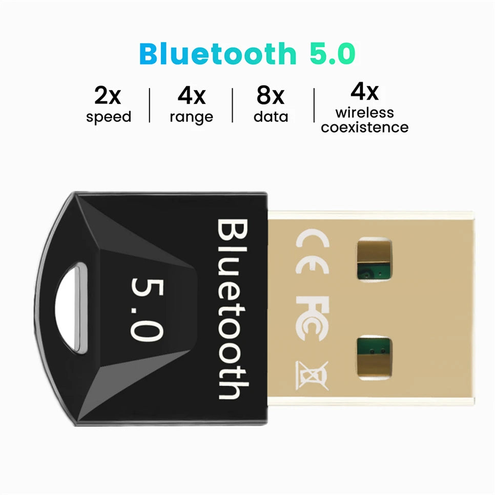 Bluetooth 5.0 USB Adapter & Receiver | High Speed Wireless Dongle for PC