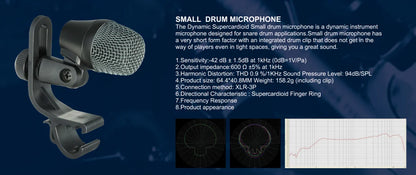 Cardioid Wired Drum Microphone with Clip Mount