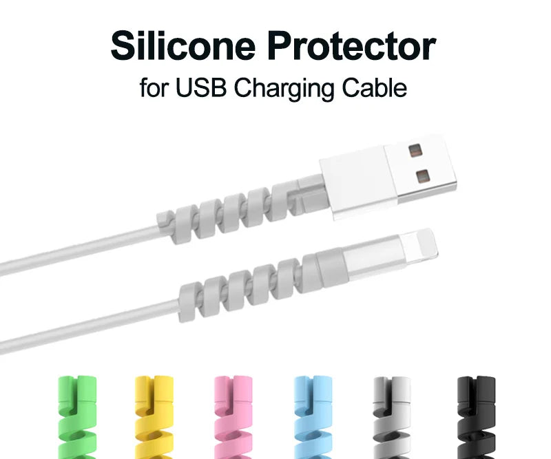 10pcs Silicone Cable Protectors | Spiral Cord Savers for USB Charger Cables