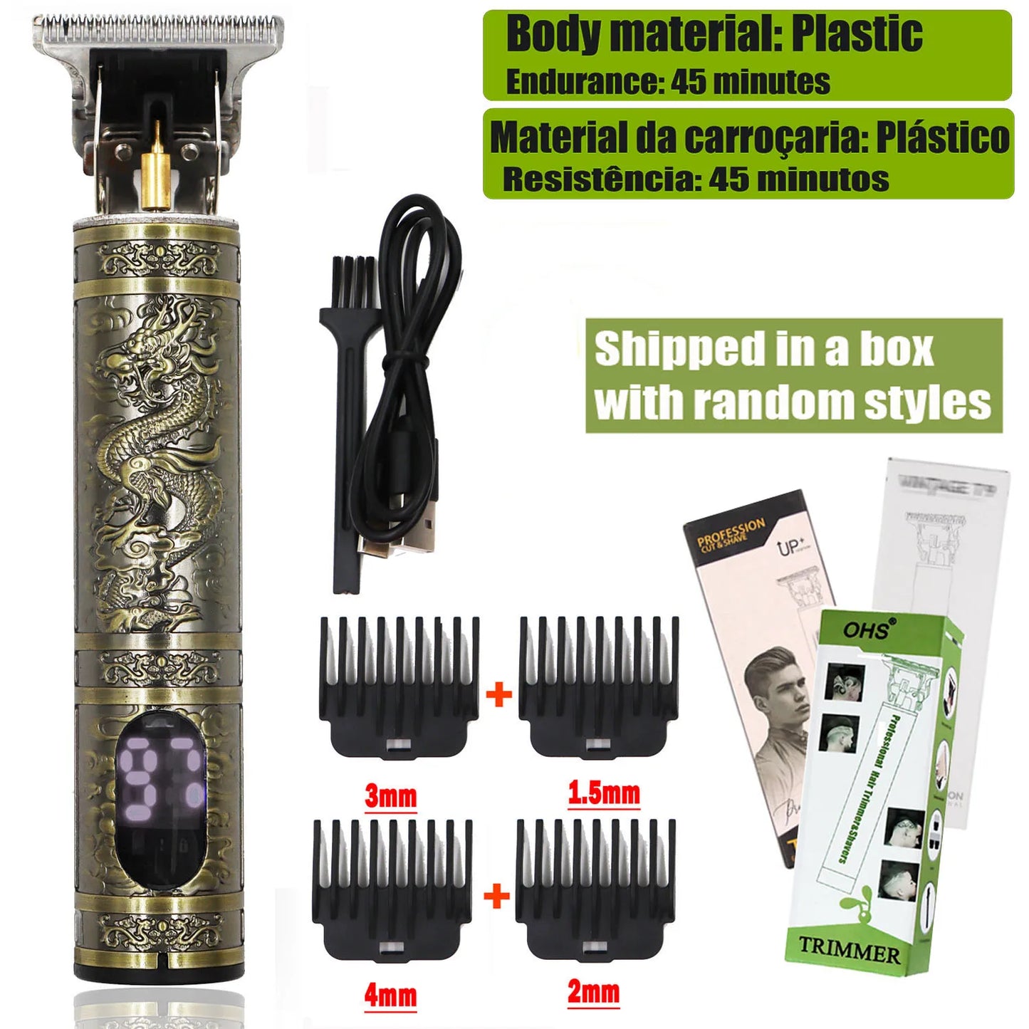 T9 Cordless Hair Trimmer & Shaver (Electric Barber Razor)