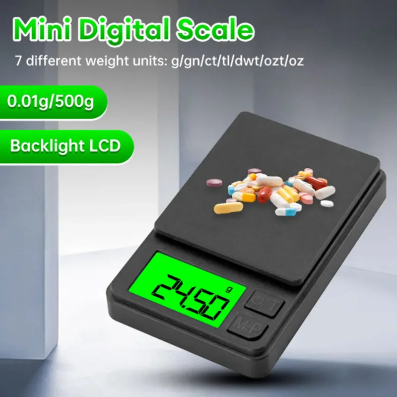 Digital Pocket Scale (1000g x 0.1g) - Precision & Backlit LCD