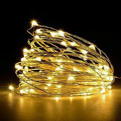 Battery-Powered LED Fairy String Lights (Copper Wire)