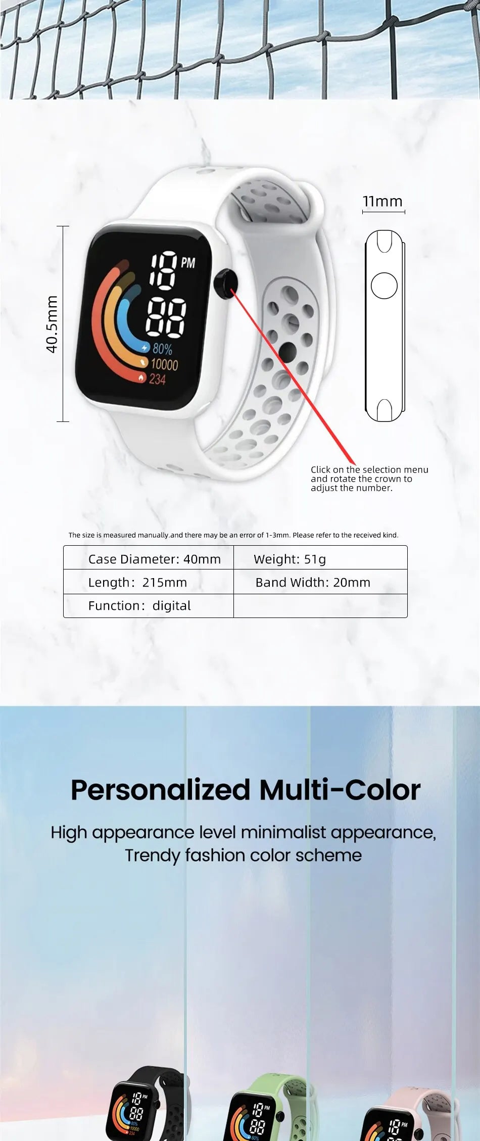 LED Digital Sport Watch (Waterproof / Silicone Strap)