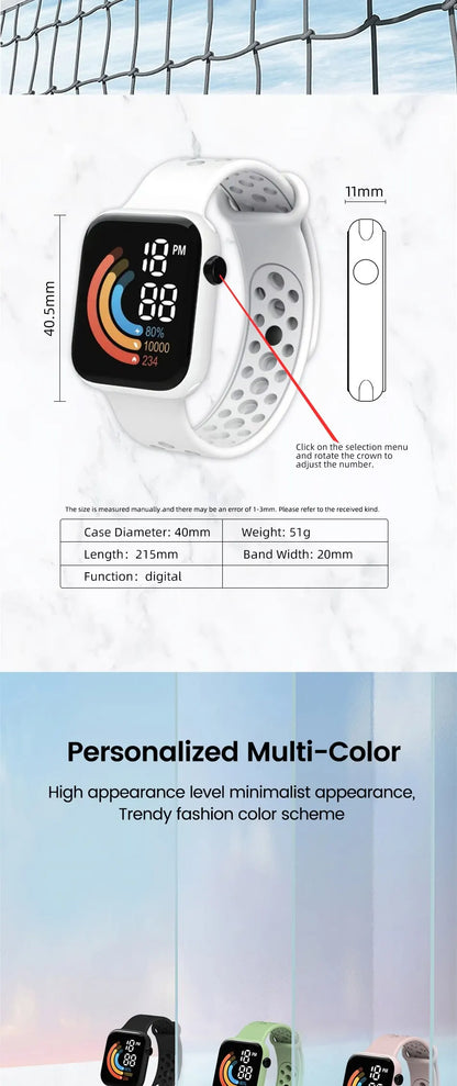 LED Digital Sport Watch (Waterproof / Silicone Strap)