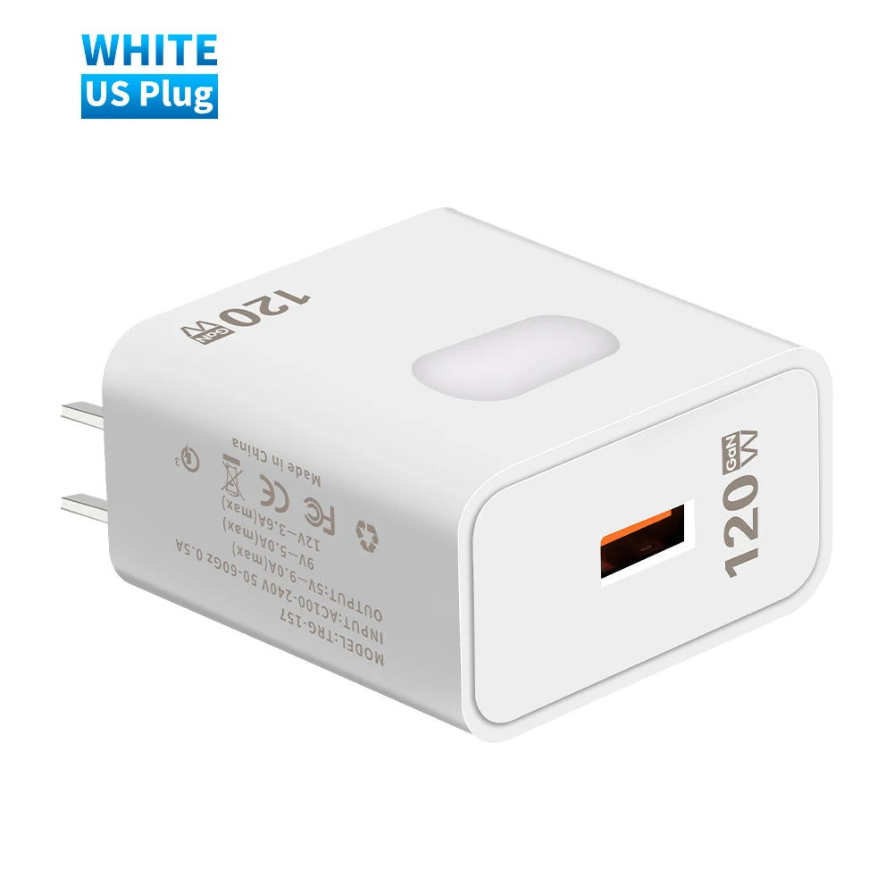 120W GaN USB Fast Charger | Quick Charge 3.0 Type C Adapter for Mobile Phones