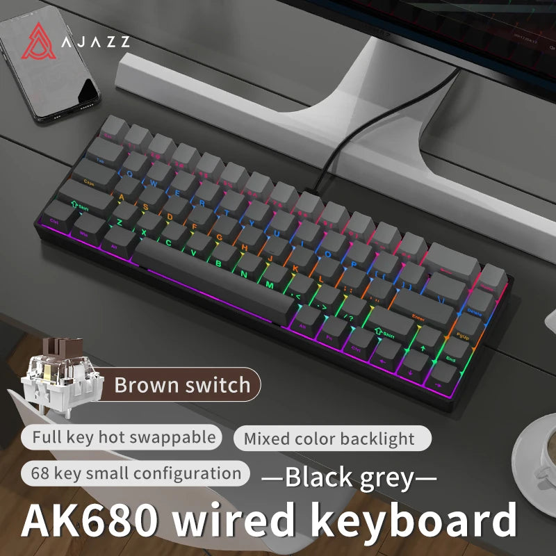 AJAZZ AK680 Mechanical Gaming Keyboard (Hot Swap / Wireless)
