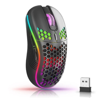 2.4G Wireless Gaming Mouse (RGB Honeycomb Design, Rechargeable)