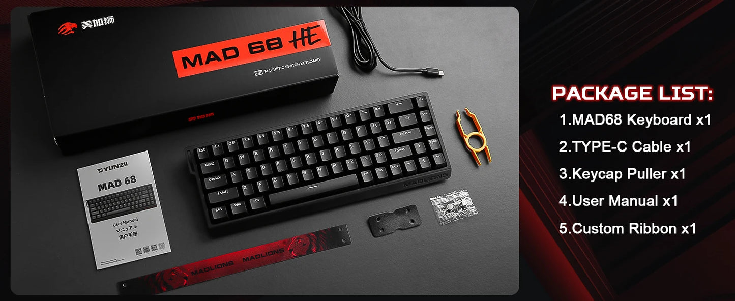 YUNZII x MADLIONS MAD68 HE Gaming Keyboard | 65% Magnetic, 8K Rapid Trigger