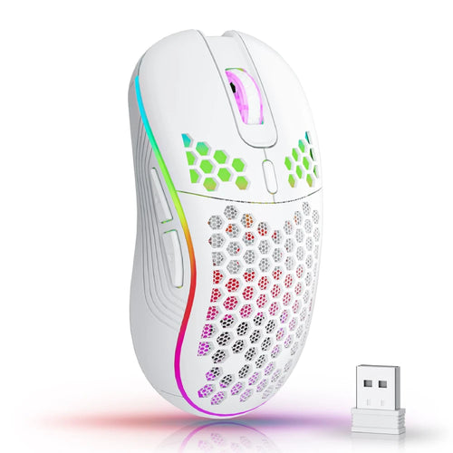 2.4G Wireless Gaming Mouse (RGB Honeycomb Design, Rechargeable)