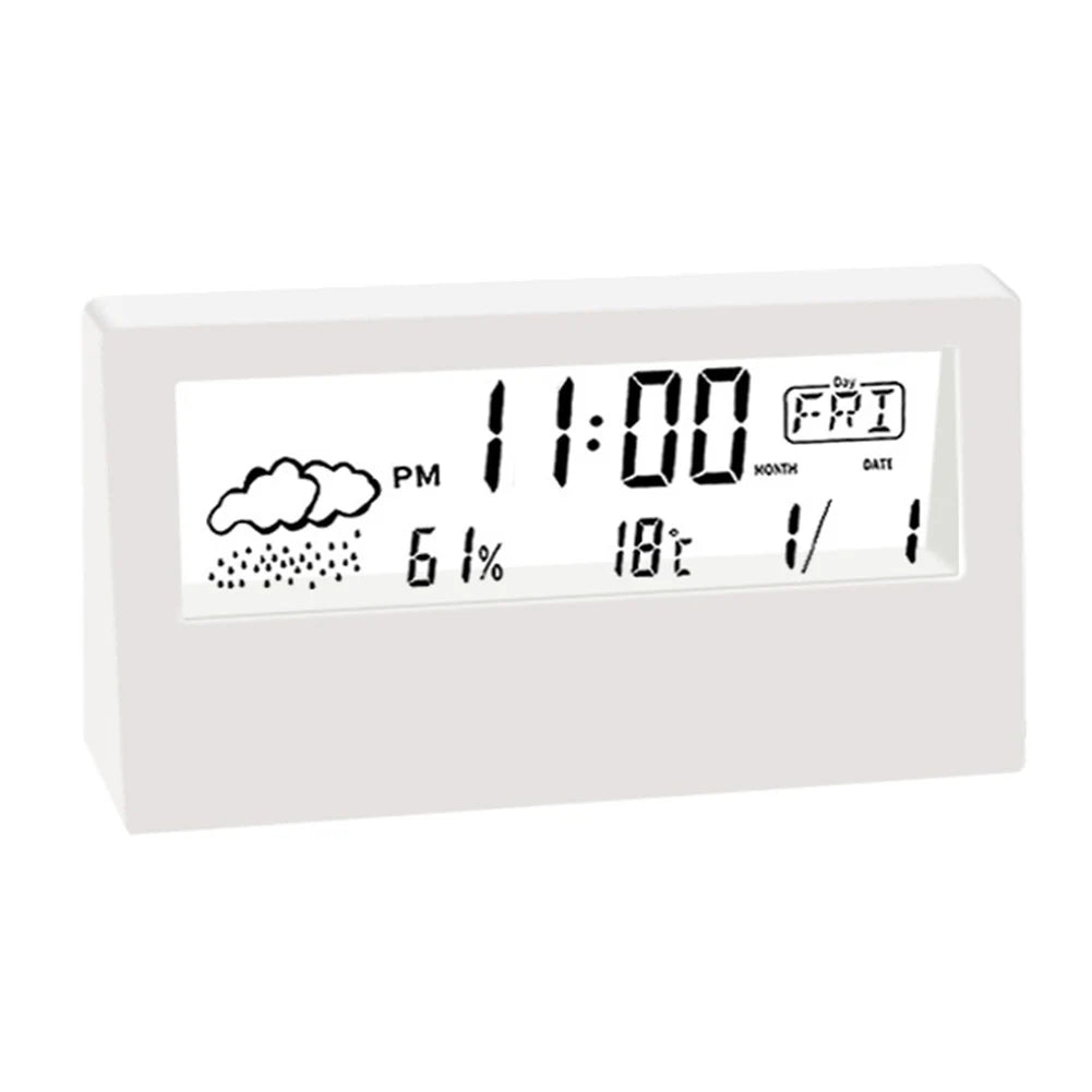 LED Desktop Alarm Clock with Thermo-Hygrometer and Weather Display