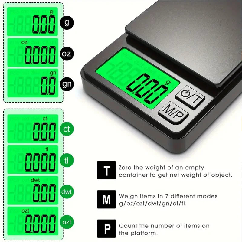 Digital Pocket Scale (1000g x 0.1g) - Precision & Backlit LCD