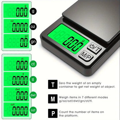 Digital Pocket Scale (1000g x 0.1g) - Precision & Backlit LCD