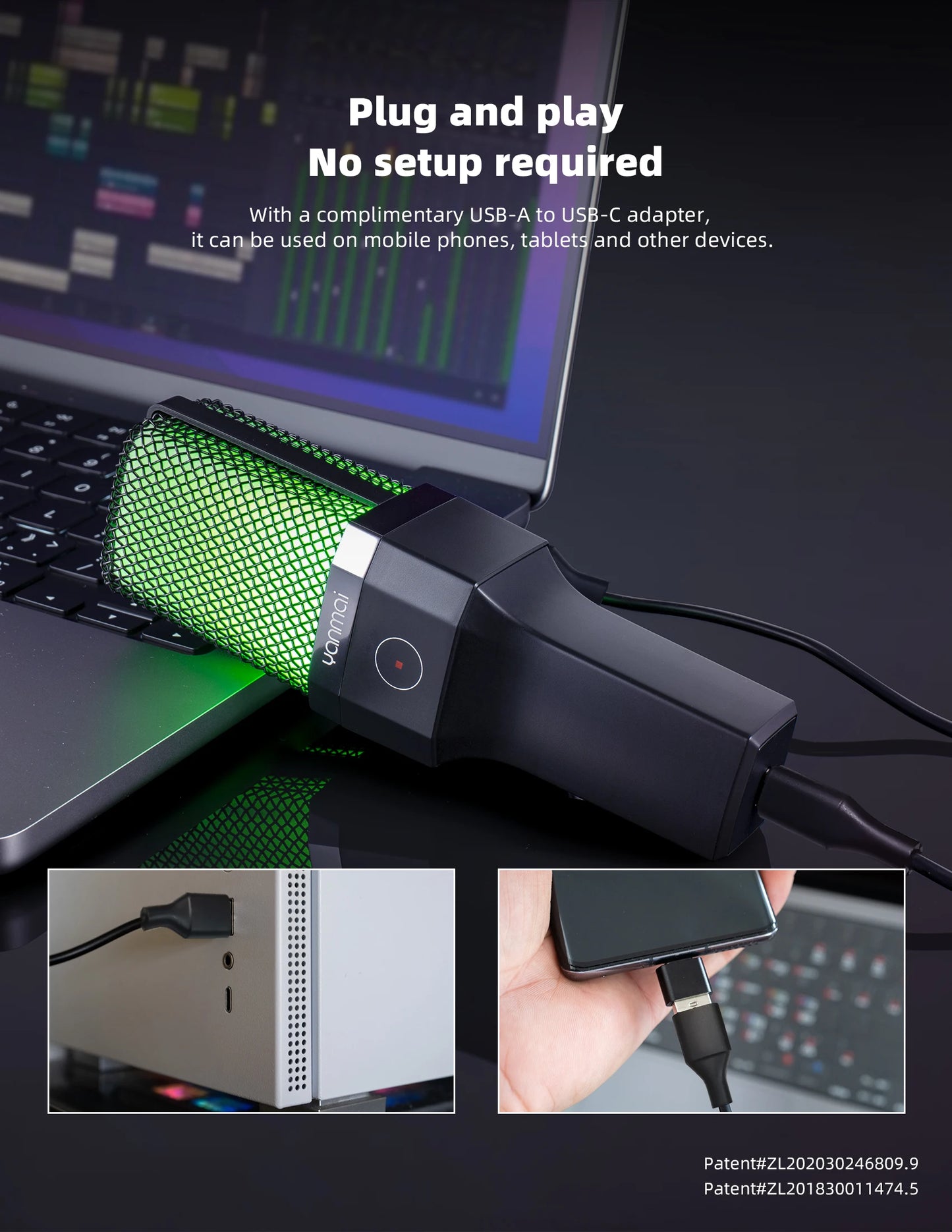 USB Condenser Microphone Kit with RGB Light for PC Streaming