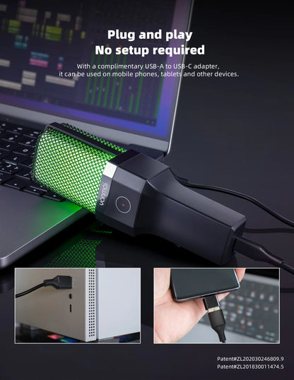 USB Condenser Microphone Kit with RGB Light for PC Streaming