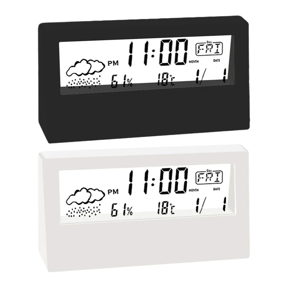 LED Desktop Alarm Clock with Thermo-Hygrometer and Weather Display
