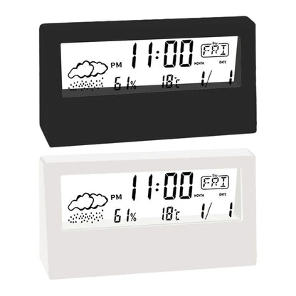 LED Desktop Alarm Clock with Thermo-Hygrometer and Weather Display