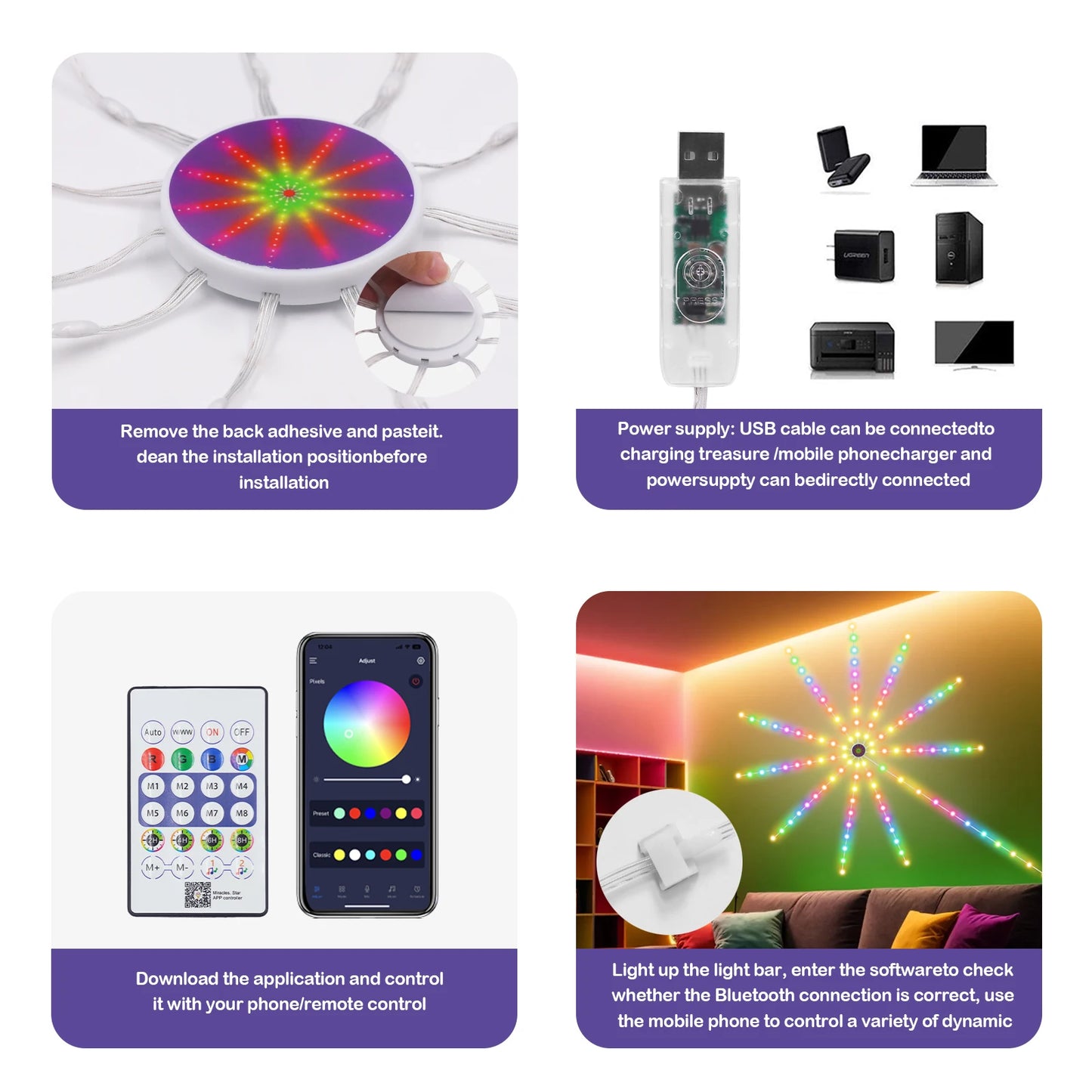 RGB LED Strip Lights with Bluetooth App Control (Music Sync)