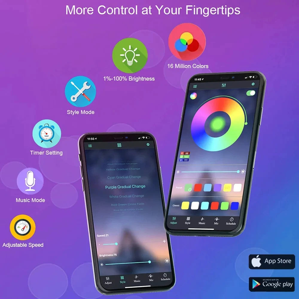 Smart Bluetooth LED Strip Lights 5050 RGB (APP/Remote Control)