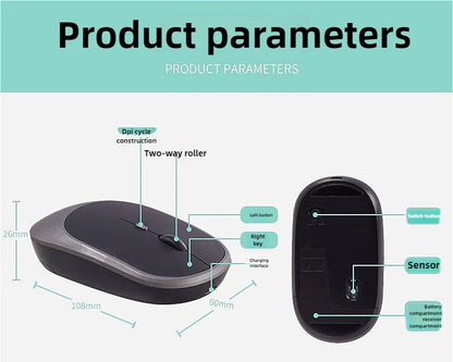 MINGCVIL Rechargeable Silent Wireless Mouse (Bluetooth/Adjustable DPI)