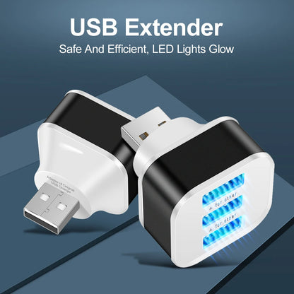3-in-1 USB Hub Splitter | 3 Port USB 2.0/3.0 Adapter Extender for PC/Car