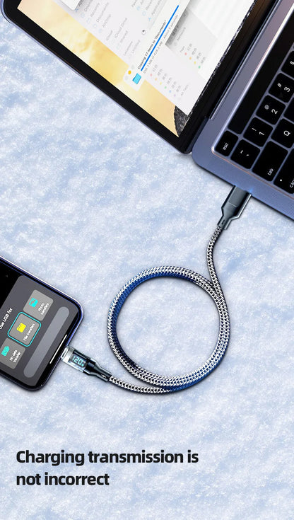 120W Super Fast Charging Cable w/ LCD Watt Display (for iPhone/USB-C)