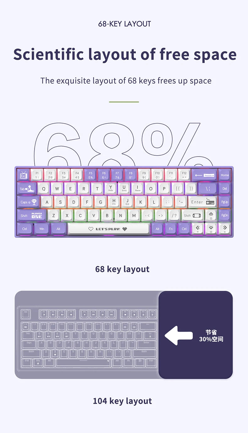 AJAZZ AK680 Mechanical Gaming Keyboard (Hot Swap / Wireless)