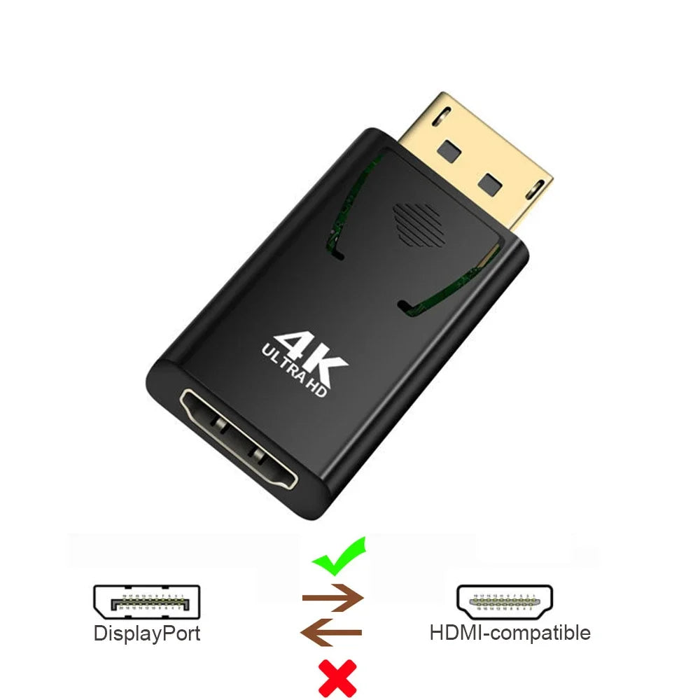 4K DP Male to HDMI Female Adapter | DisplayPort Converter for HDTV/Monitor