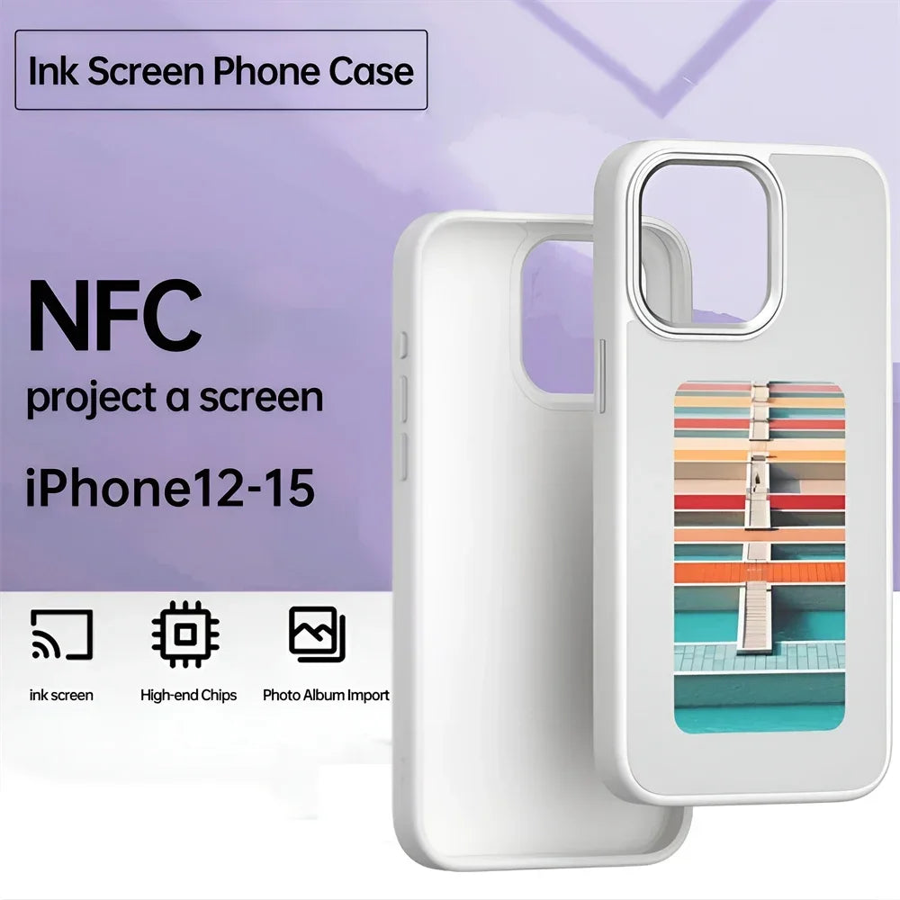 NFC E-Ink Screen Phone Case for iPhone 13-15 Pro Max (Custom Photo)