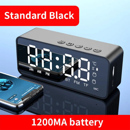 G50 Mini Bluetooth Speaker | Mirror LED Alarm Clock & FM Radio