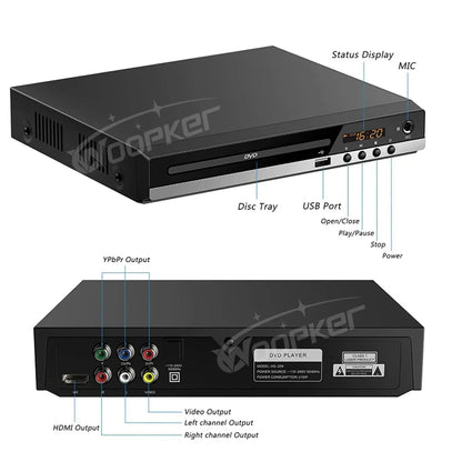 Woopker B29 Full HD 1080P DVD Player (HDMI/AV Output)