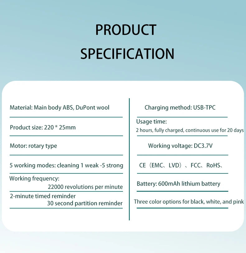 Adult 6 Mode Rotating Electric Toothbrush | USB Rechargeable with Timer Function