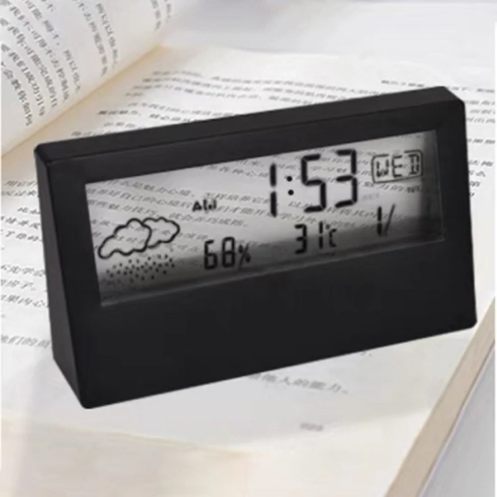 LED Desktop Alarm Clock with Thermo-Hygrometer and Weather Display