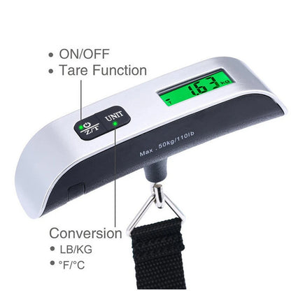 Digital Portable Luggage Scale (50kg/110lb) w/ LCD Display