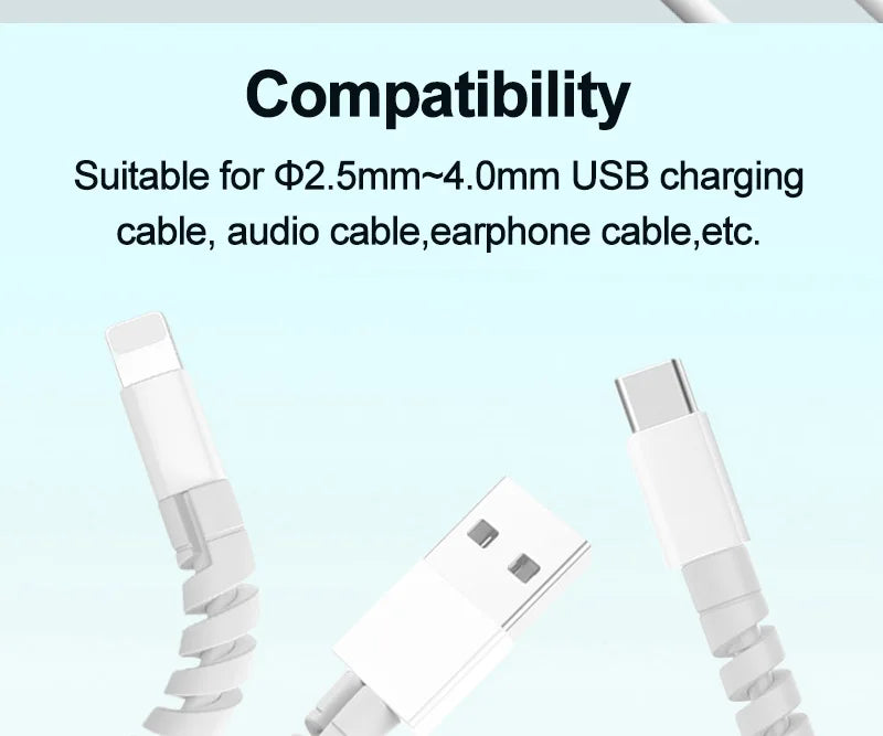 10pcs Silicone Cable Protectors | Spiral Cord Savers for USB Charger Cables