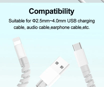 10pcs Silicone Cable Protectors | Spiral Cord Savers for USB Charger Cables