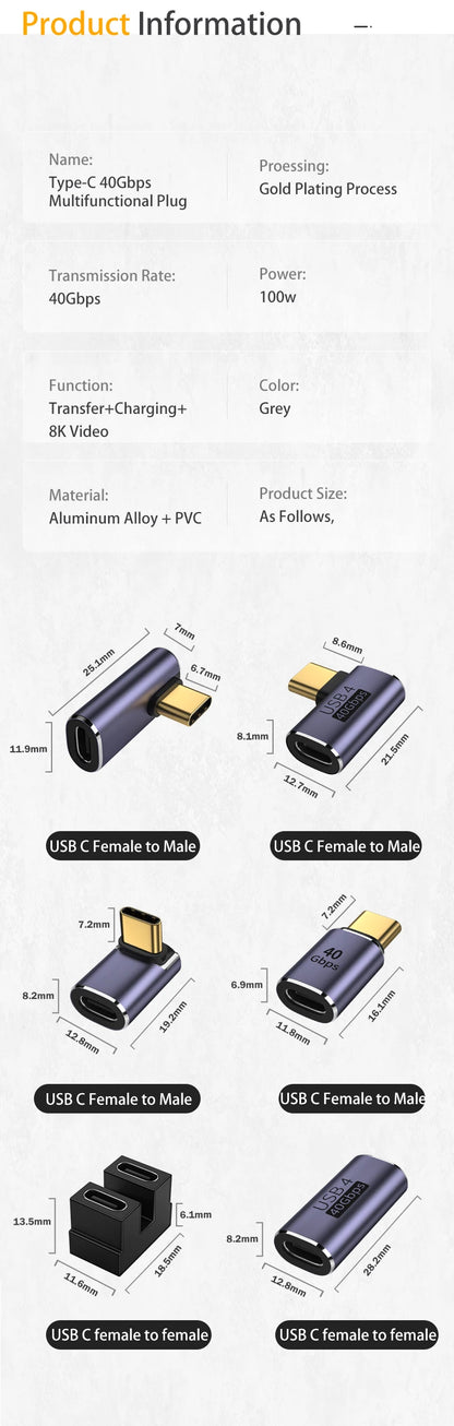 USB-C OTG Adapter (100W PD, 40Gbps, 8K 60Hz) for MacBook/PC