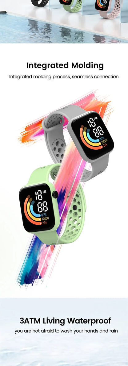 LED Digital Sport Watch (Waterproof / Silicone Strap)